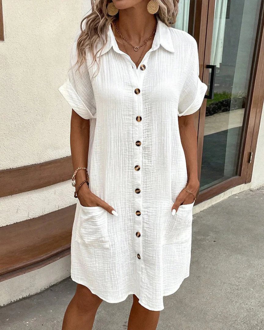 Robe Chemisier Féminine à Manches Courtes pour Femme Élégante