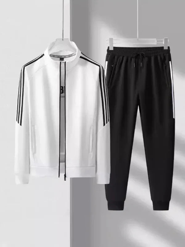 Tenue Sport Chic pour Homme : Veste Col Montant et Pantalon Élégant - LuxeStyle