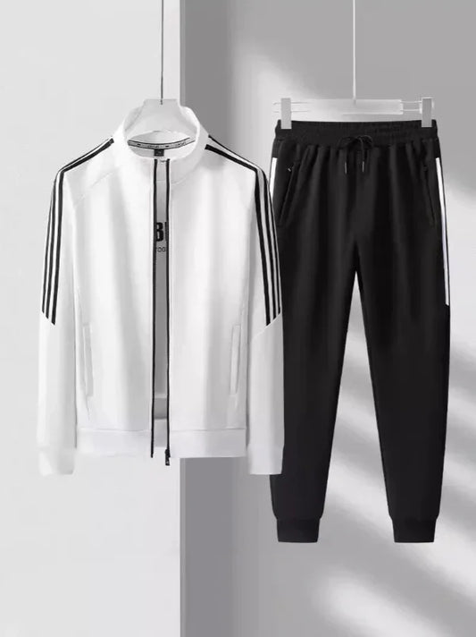 Tenue Sport Chic pour Homme : Veste Col Montant et Pantalon Élégant - LuxeStyle