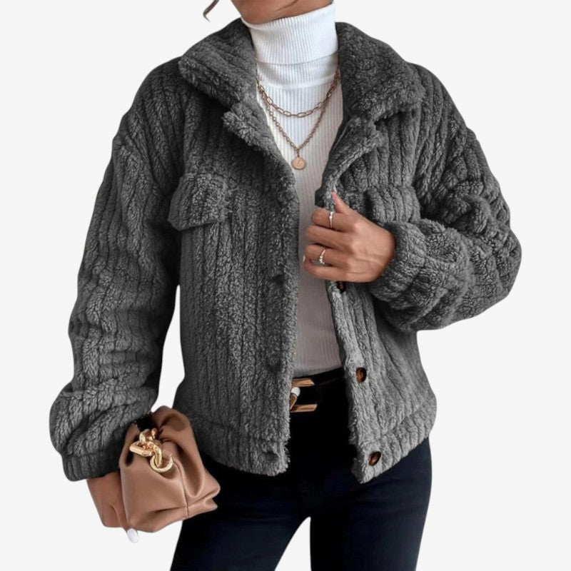 Veste Polaire Élégante à Manches Longues avec Poches Zippées
