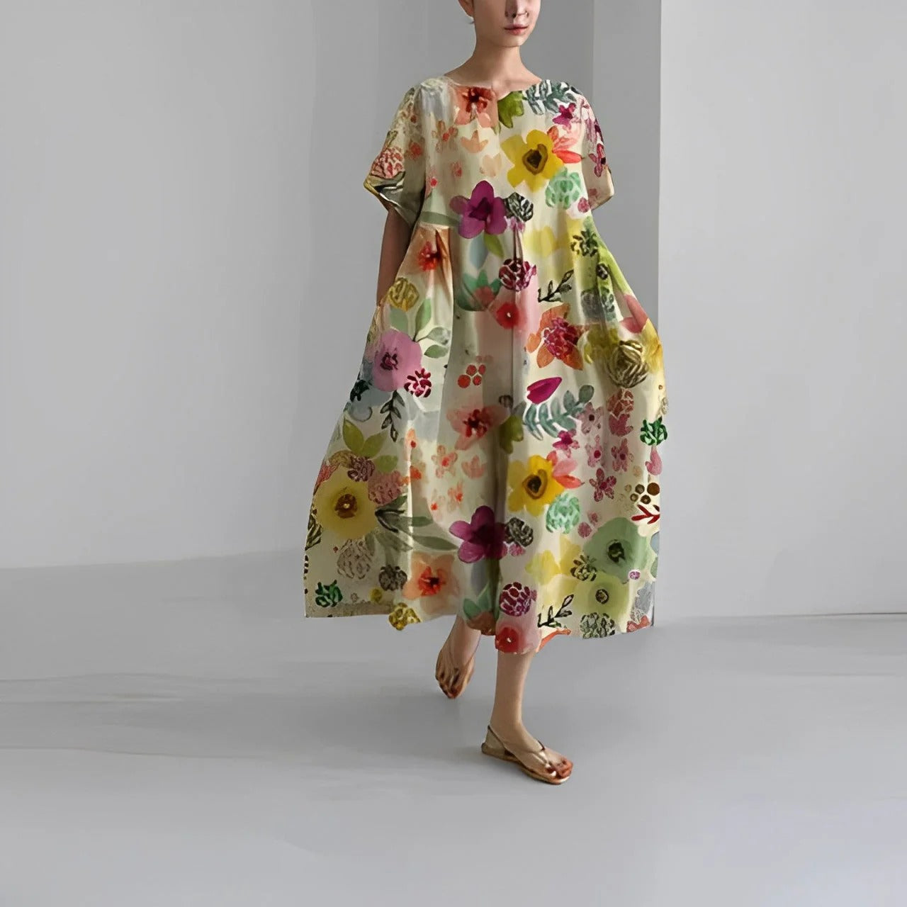 Robe Florale Été Pour Femme Taille Droite