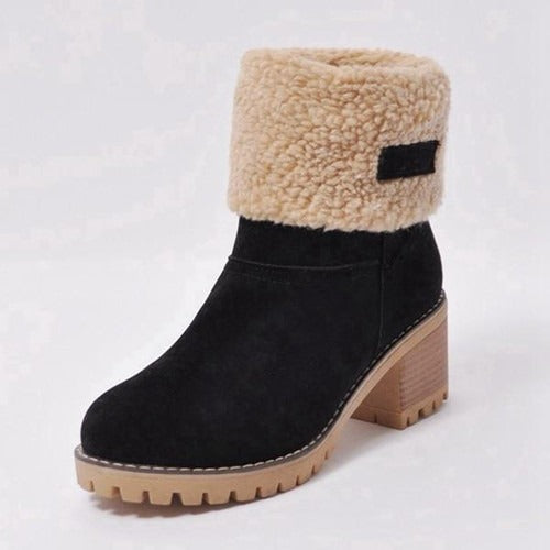 Bottes Femme Hiver à Talon Haut avec Fermeture Éclair