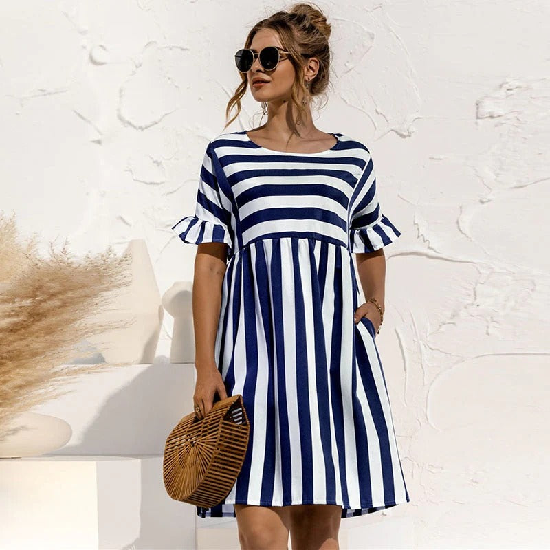 Robe Rayée Élégante pour Femme | Parfaite pour le Printemps - LuxeStyle
