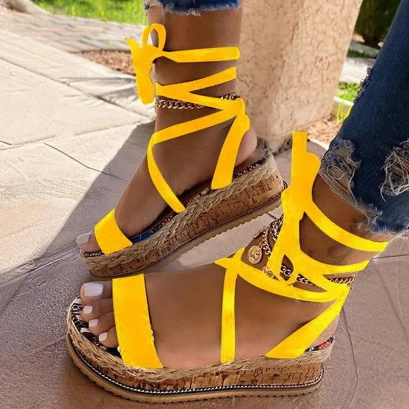 Sandales Élevées pour Femmes avec Lacets pour un Style Été Chic