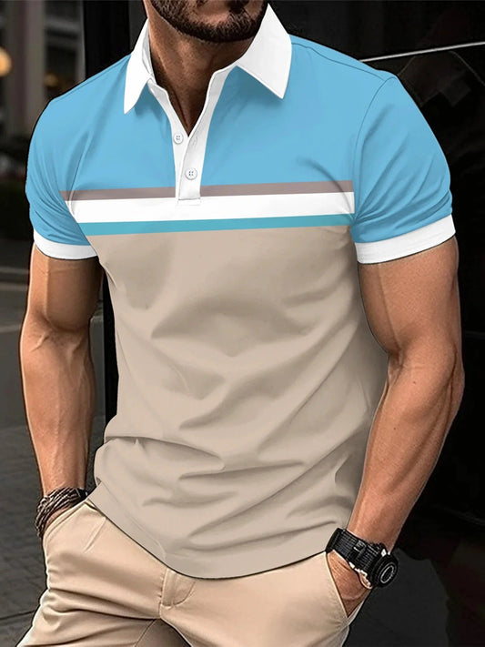 Polo Rayé Élégant Homme Taille Grande pour Été - LuxeStyle