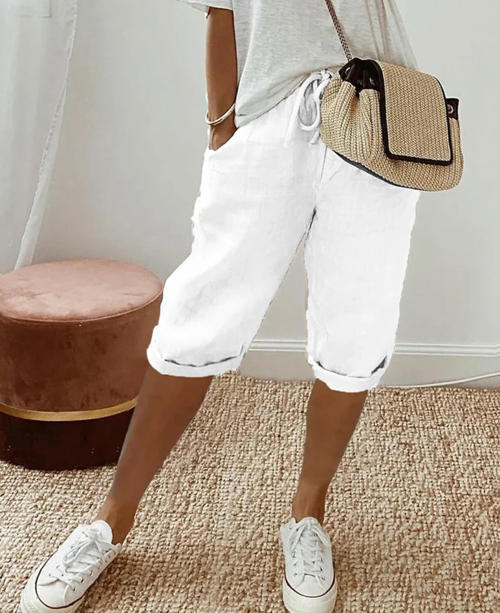 Short Confort Femme Élastique pour Loisirs