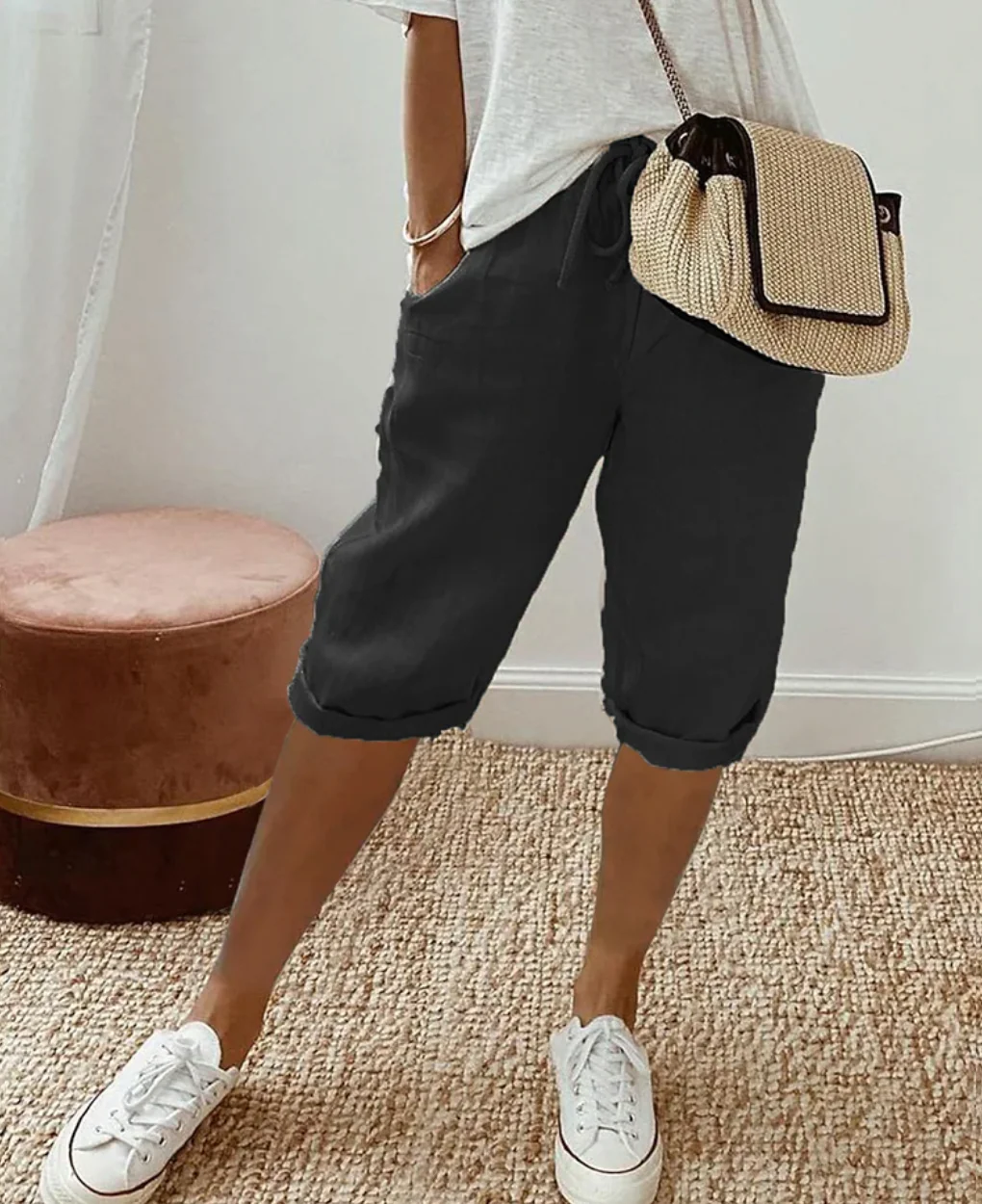 Short Confort Femme Élastique pour Loisirs