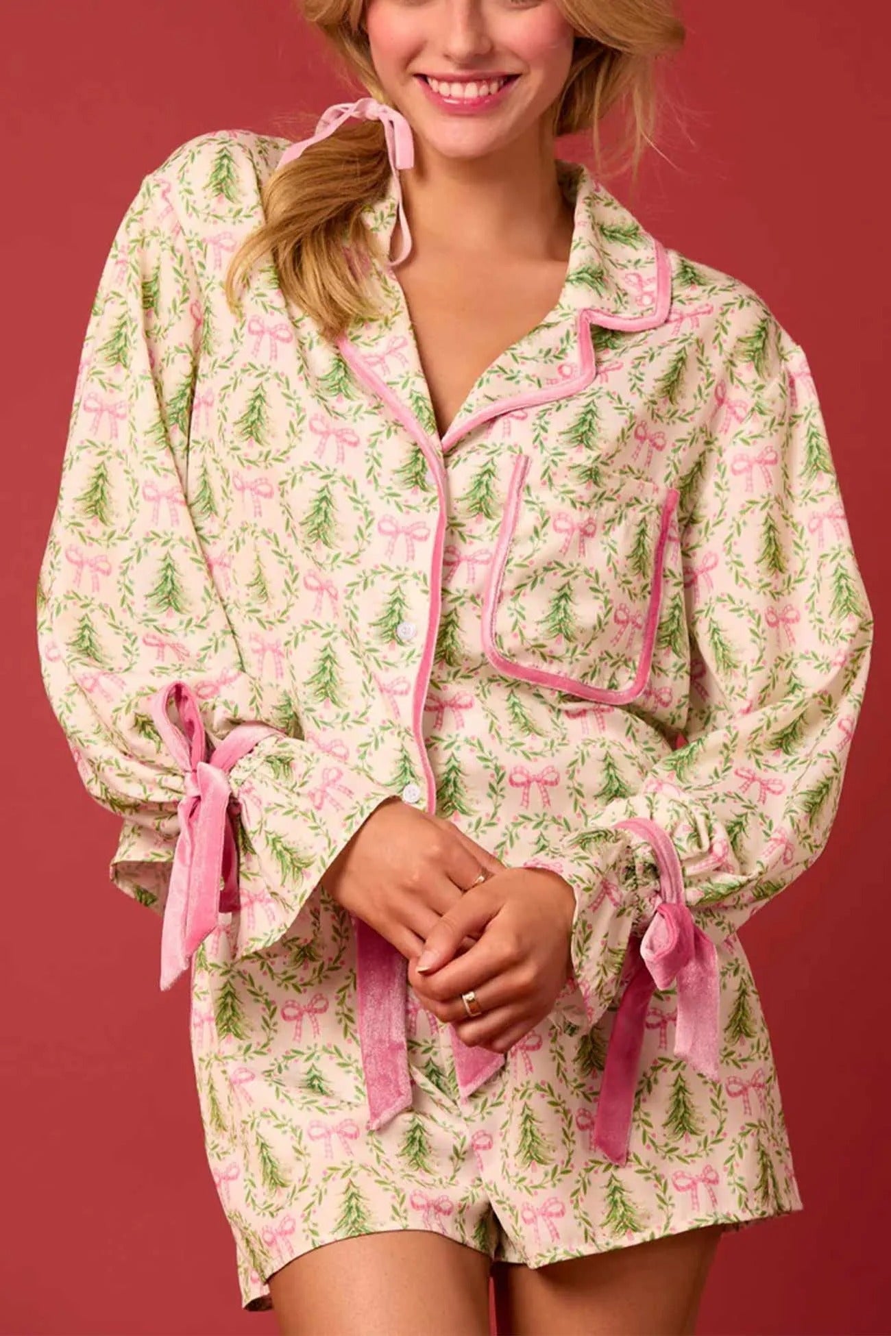 Tenue Fête Hiver Rouge à Manches Longues pour Adulte