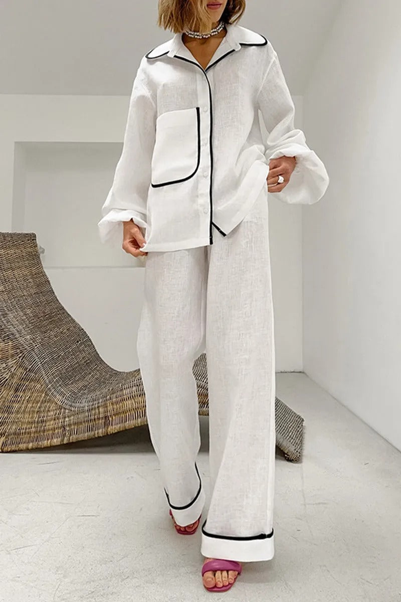 Tenue Femme Décontractée 2 Pièces avec Détails Contrastes - LuxeStyle