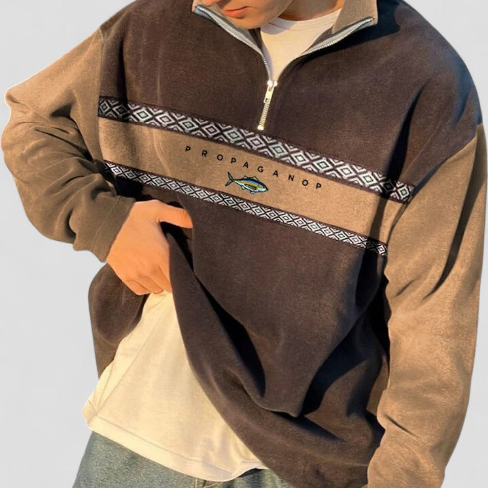 Sweat-shirt zippé homme style sportif