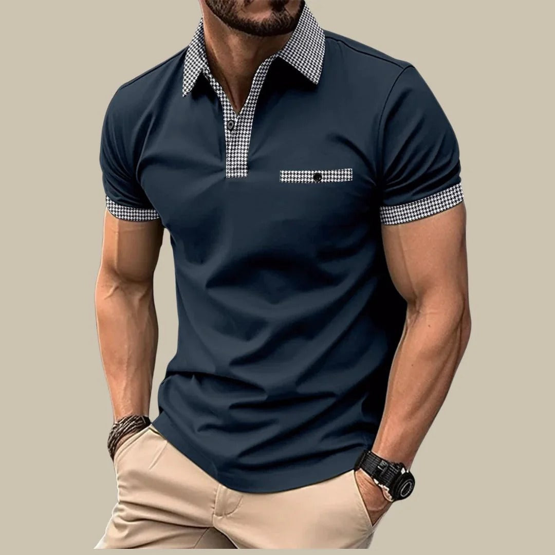 Polo Homme Décontracté à Carreaux Colorés