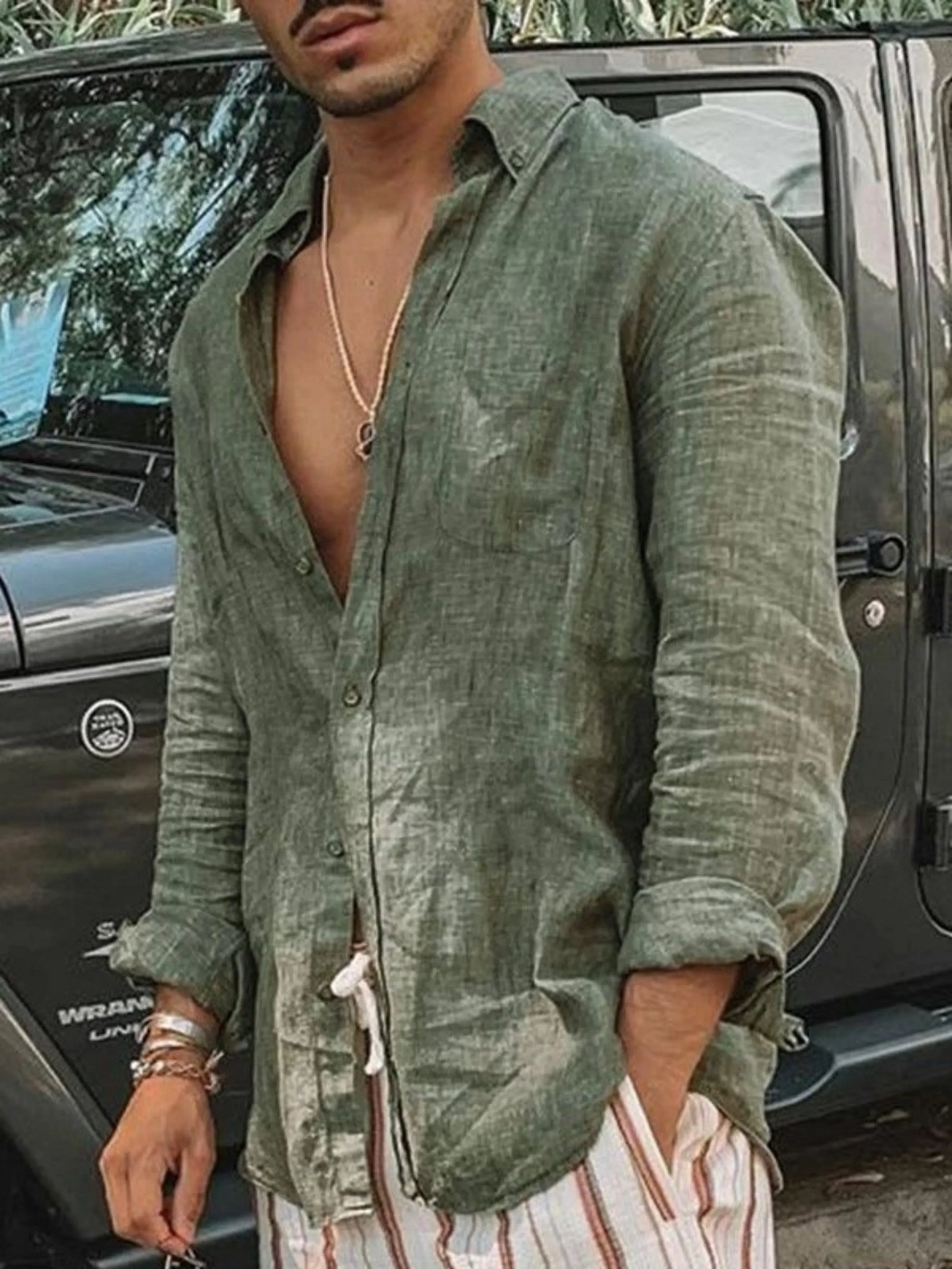 Chemise Homme Manches Longues Retroussables Été - LuxeStyle