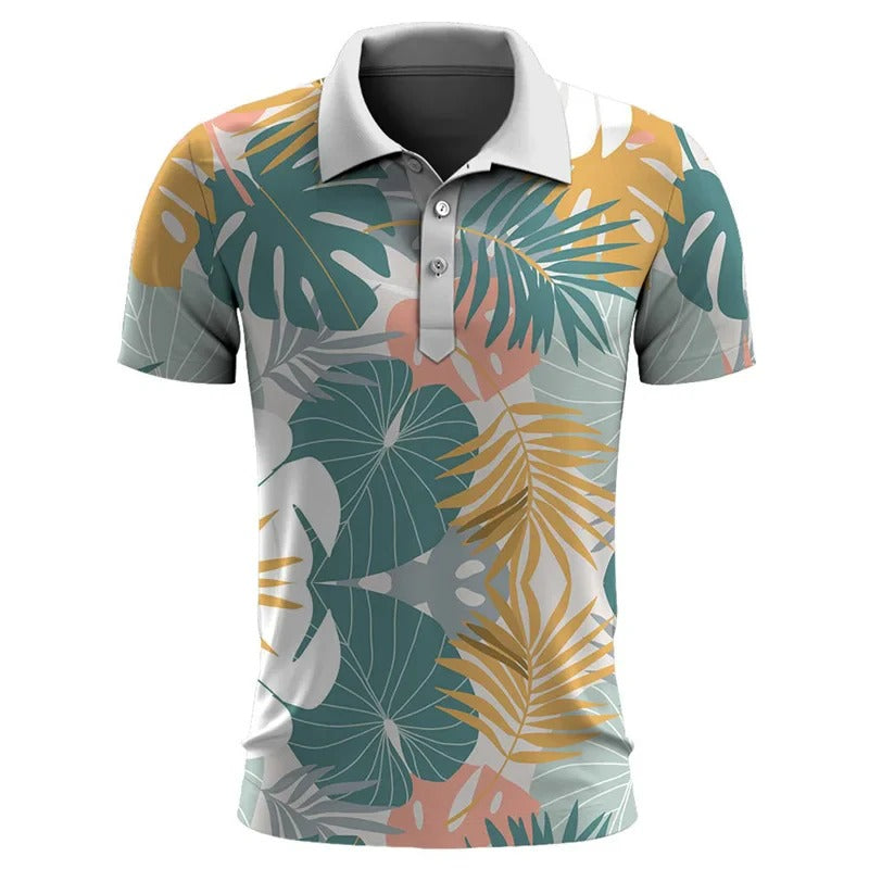 Polo Homme Court Manches Floral Été Large Taille - LuxeStyle