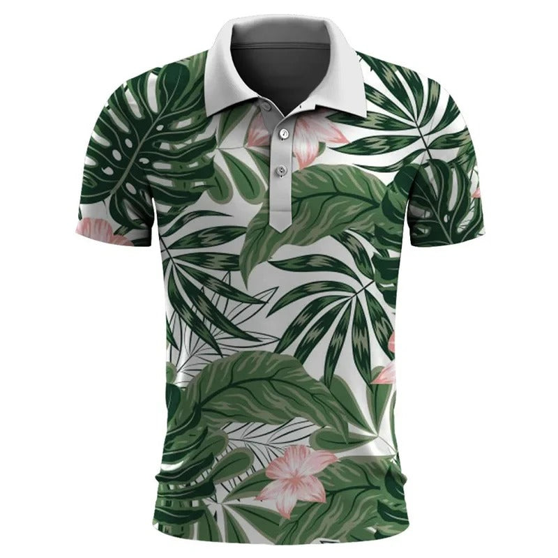 Polo Homme Court Manches Floral Été Large Taille