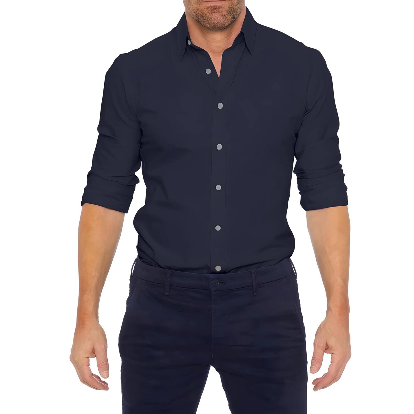 Chemise Homme Classique à Fermeture Éclair Cachée pour Bureau - LuxeStyle