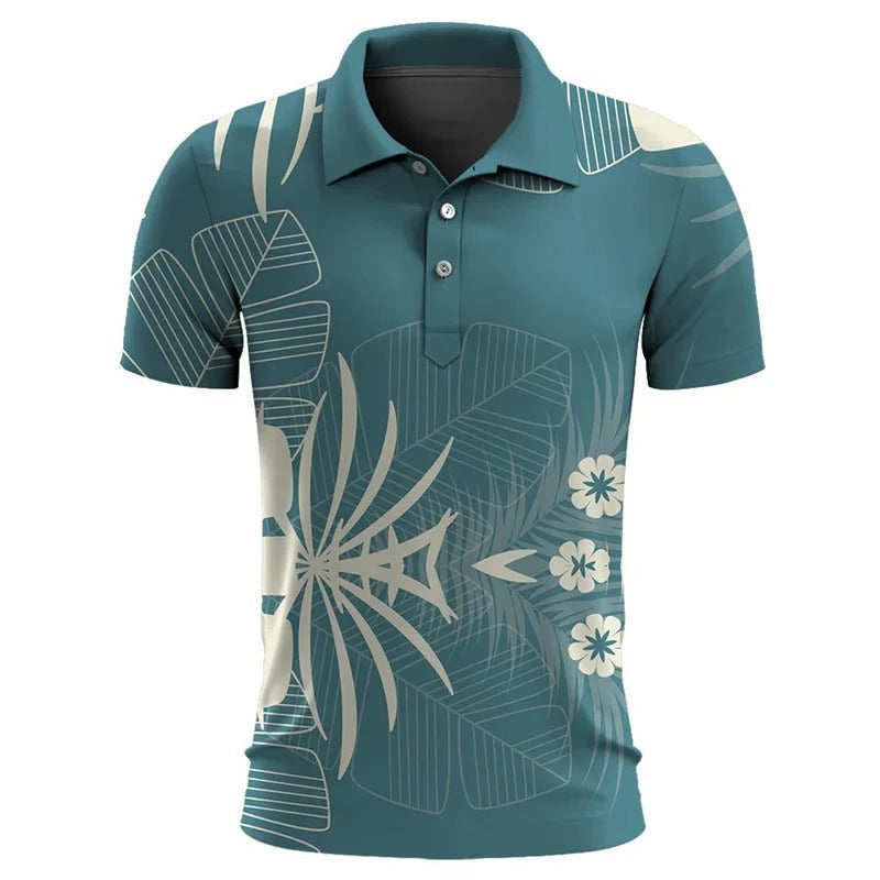 Polo Homme Court Manches Floral Été Large Taille