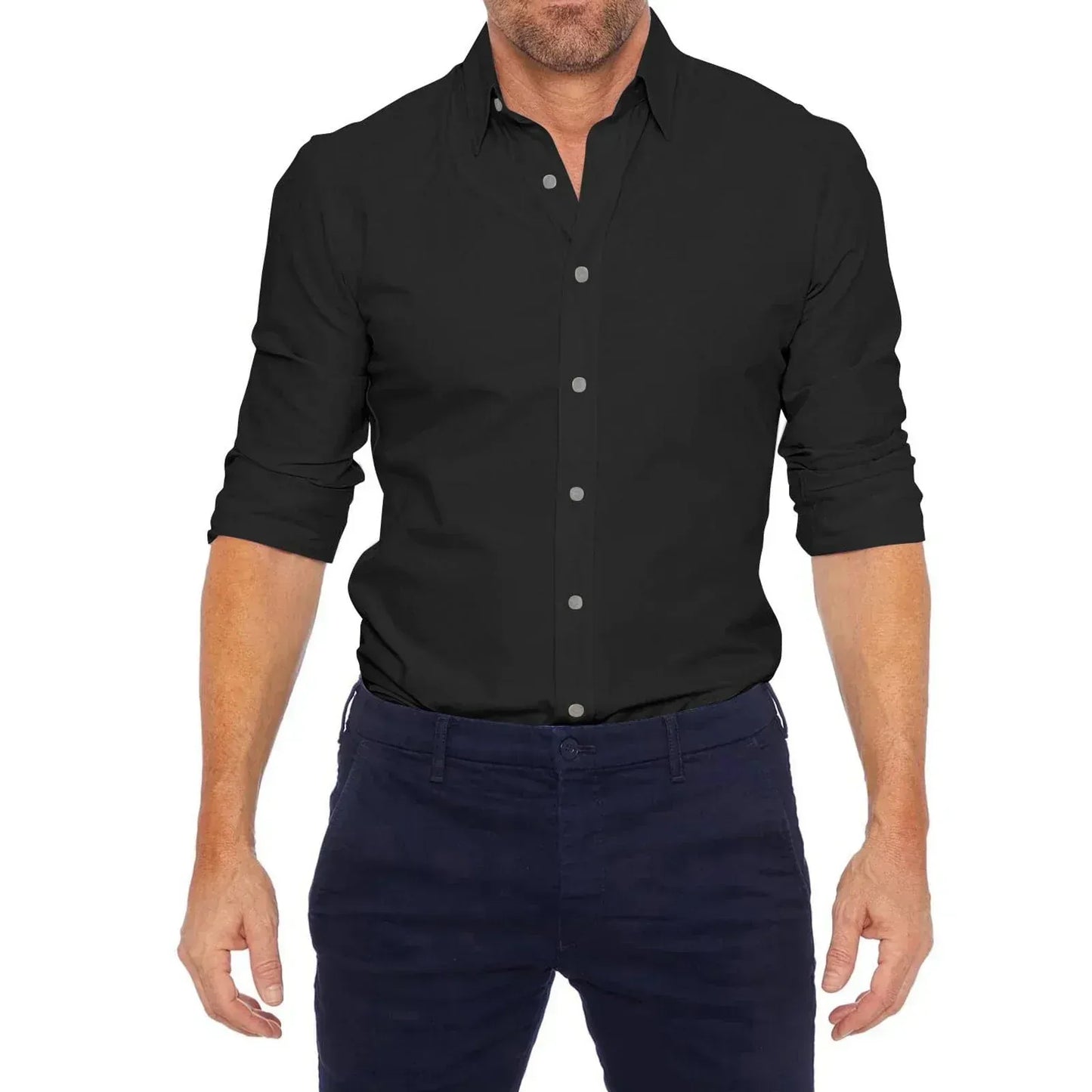 Chemise Homme Classique à Fermeture Éclair Cachée pour Bureau
