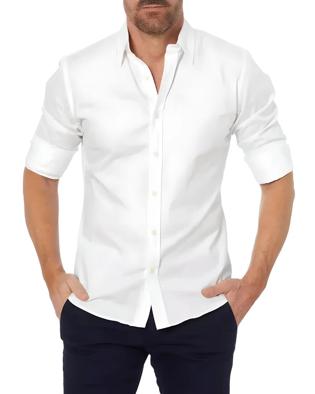 Chemise Homme Classique à Fermeture Éclair Cachée pour Bureau