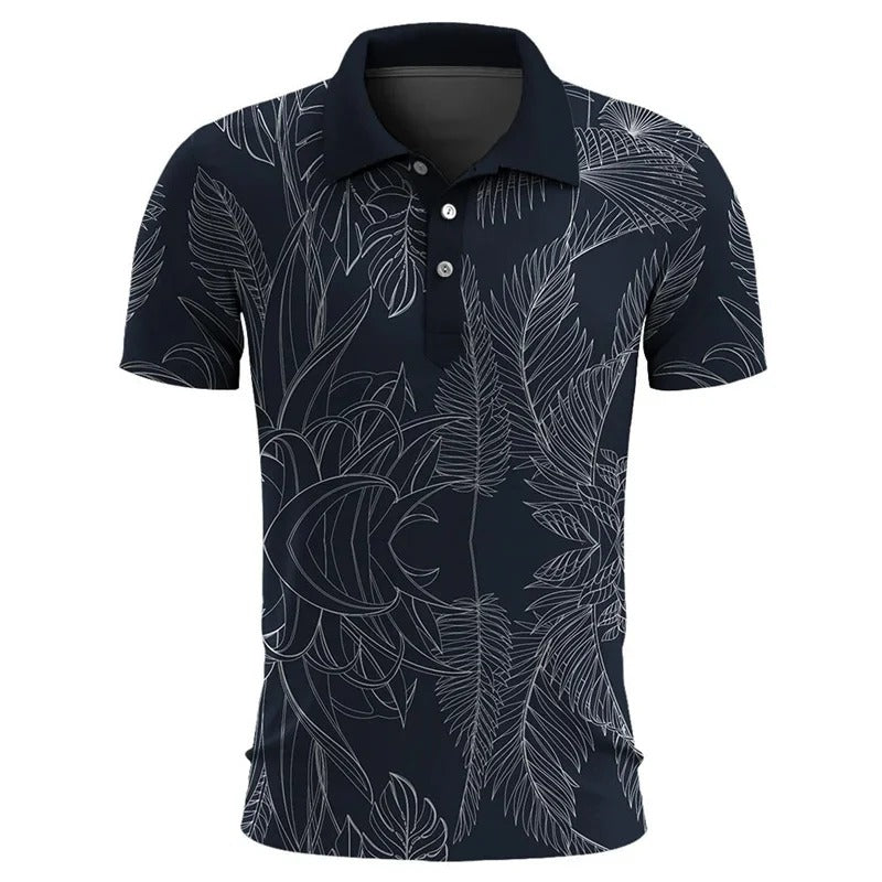 Polo Homme Court Manches Floral Été Large Taille