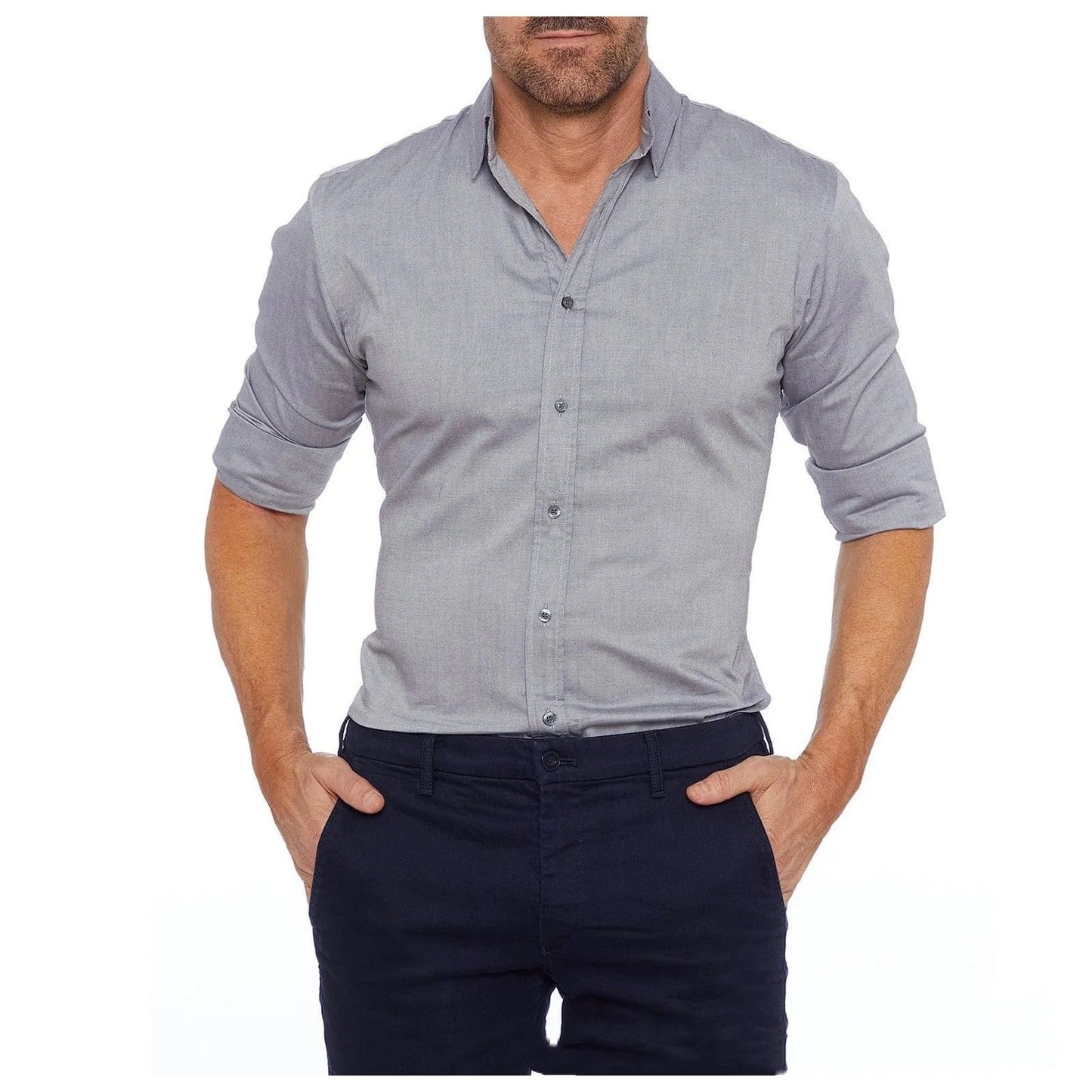 Chemise Homme Classique à Fermeture Éclair Cachée pour Bureau