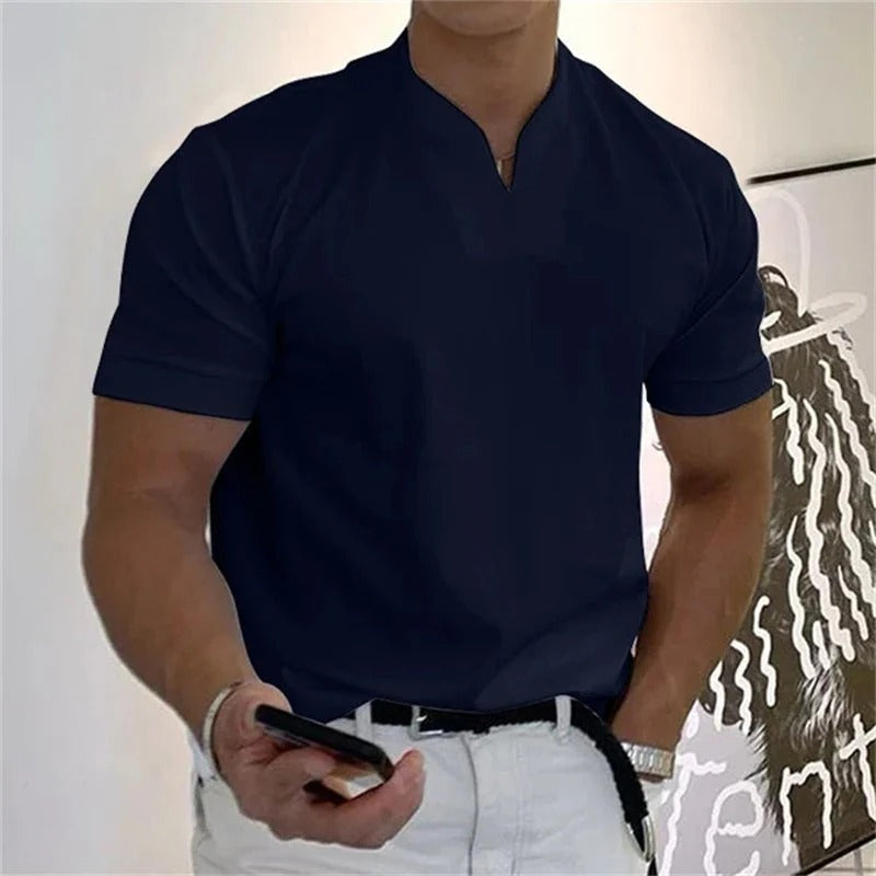 T-Shirt Décontracté Homme Manches Courtes Col V