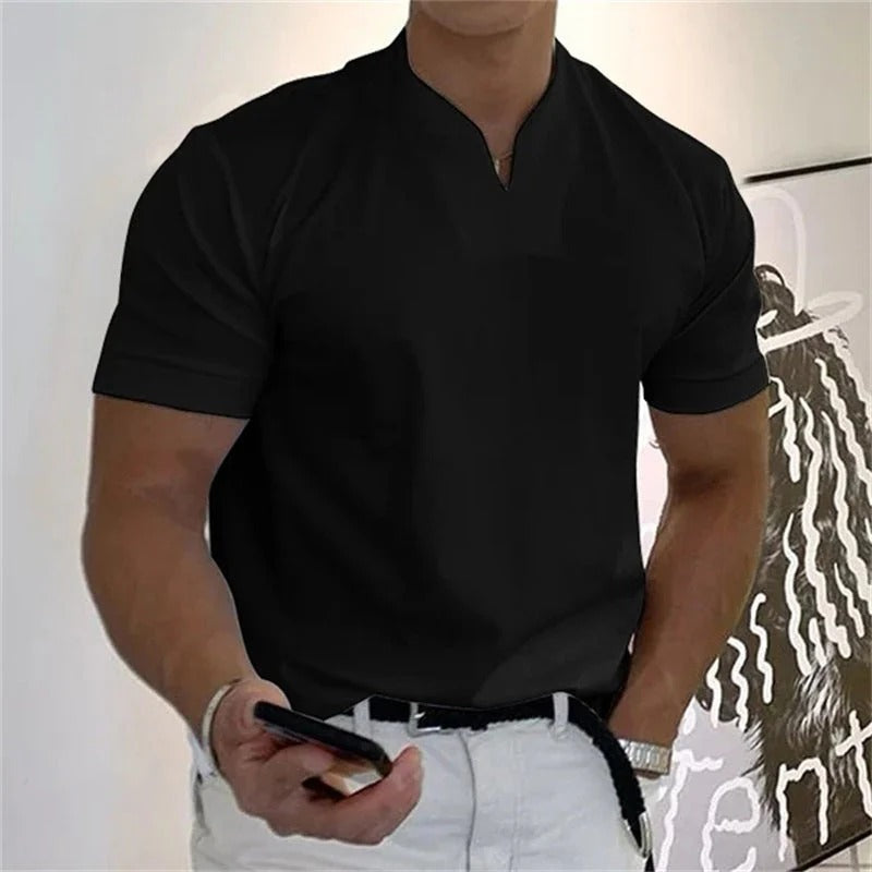 T-Shirt Décontracté Homme Manches Courtes Col V