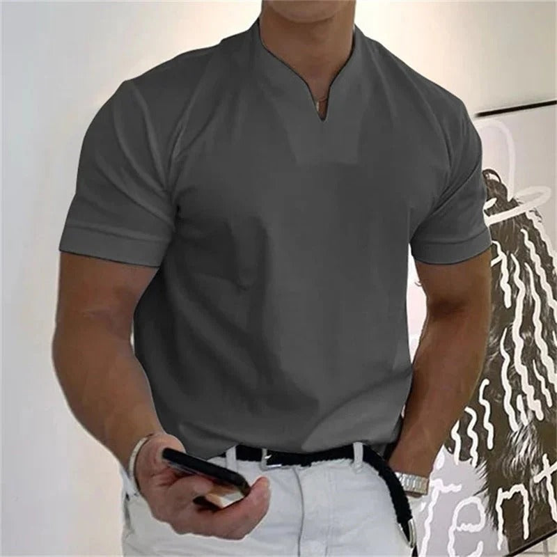 T-Shirt Décontracté Homme Manches Courtes Col V