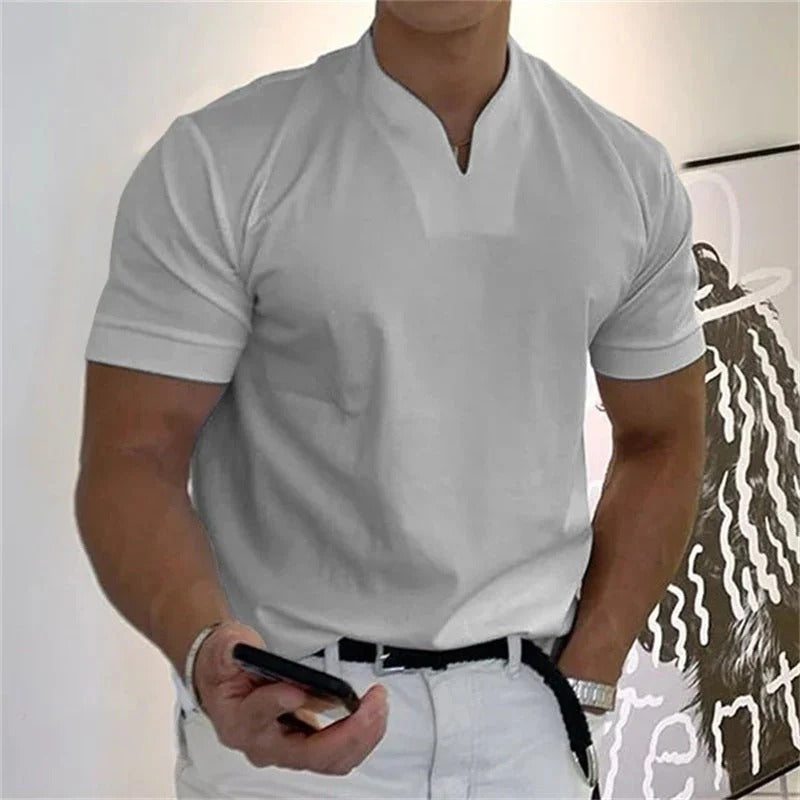 T-Shirt Décontracté Homme Manches Courtes Col V
