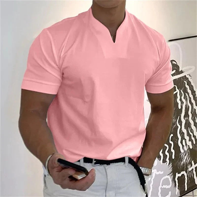 T-Shirt Décontracté Homme Manches Courtes Col V