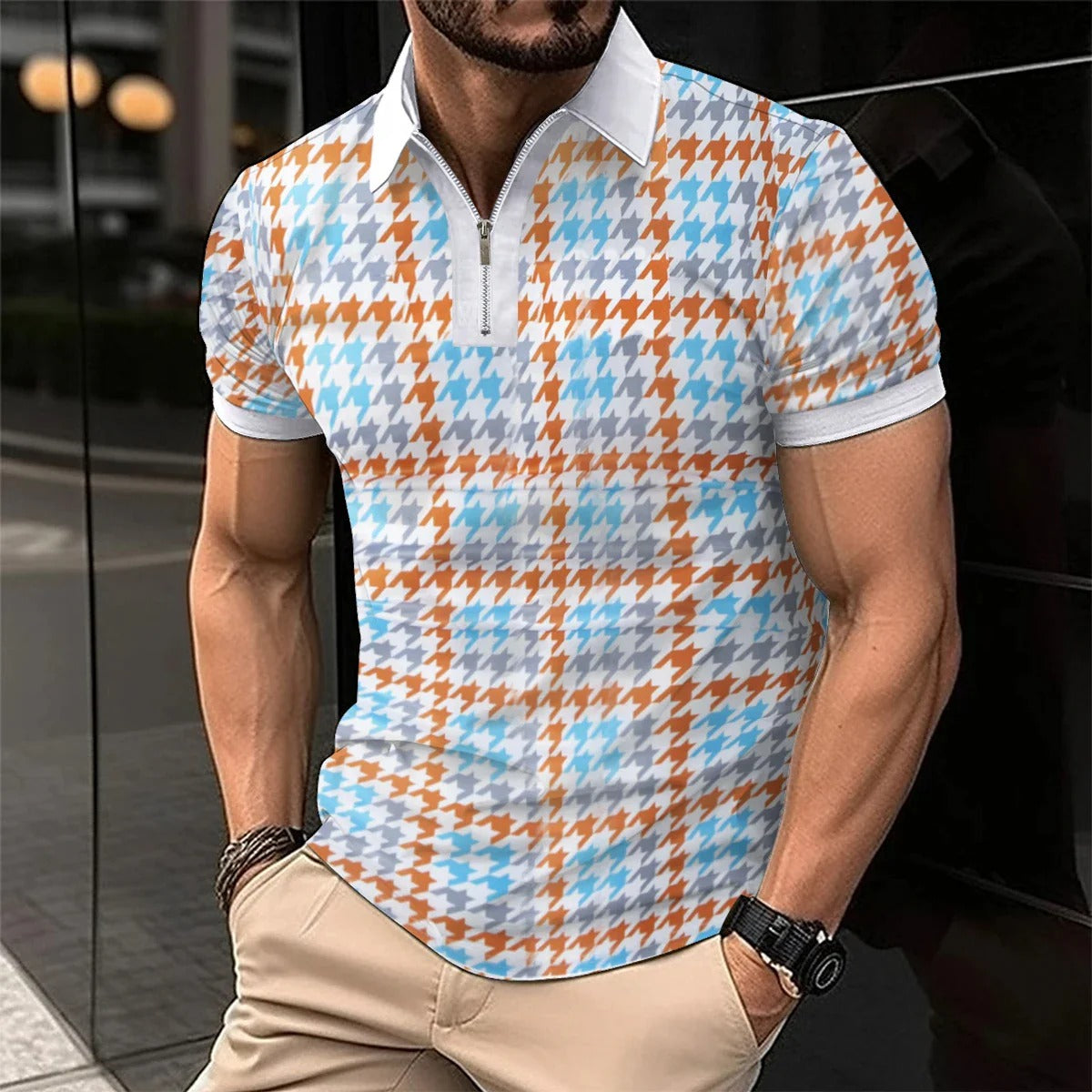 Polo Rayé Élégant Homme Taille Grande pour Été