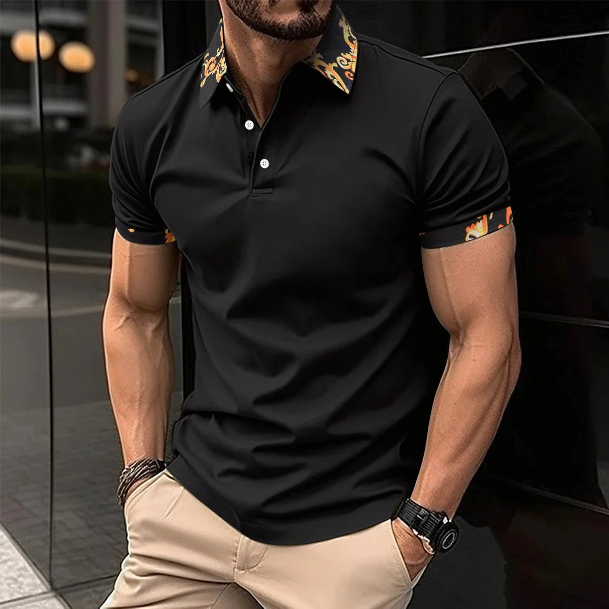 Polo Rayé Élégant Homme Taille Grande pour Été
