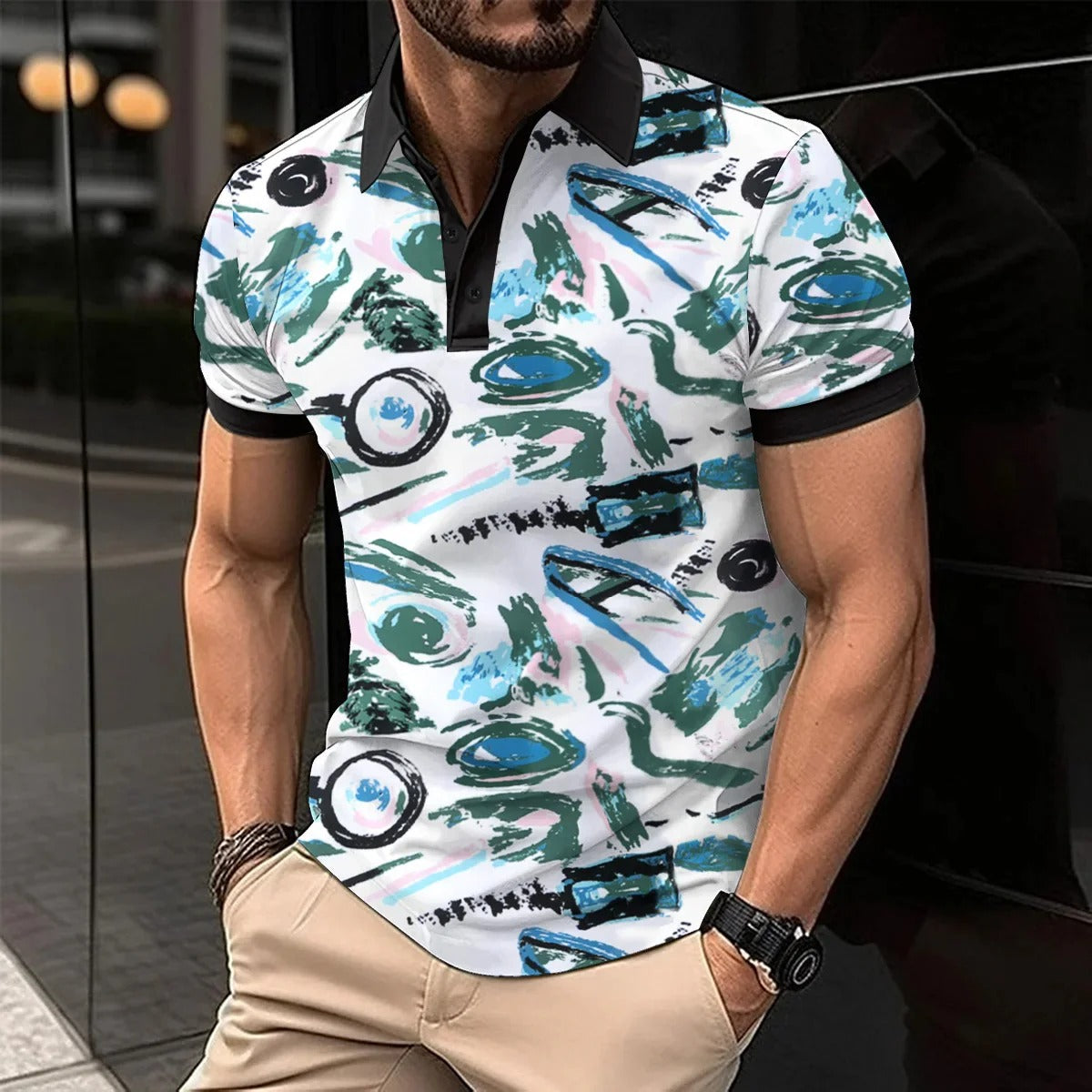Polo Rayé Élégant Homme Taille Grande pour Été