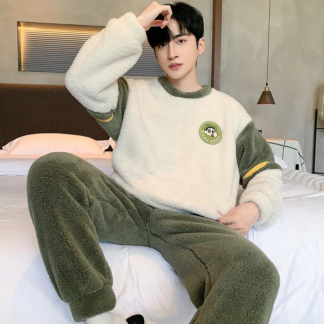 Pyjama Homme Hiver Confortable Col Rond