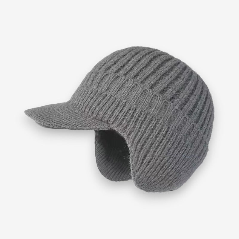 Casque Hiver Douillet avec Visière et Oreilles Couvertes