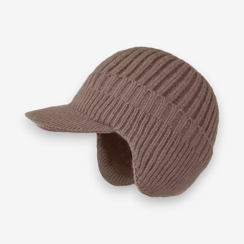 Casque Hiver Douillet avec Visière et Oreilles Couvertes