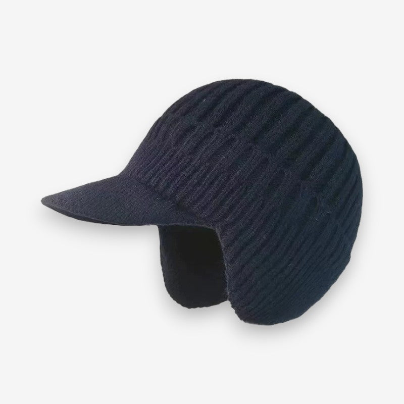 Casque Hiver Douillet avec Visière et Oreilles Couvertes