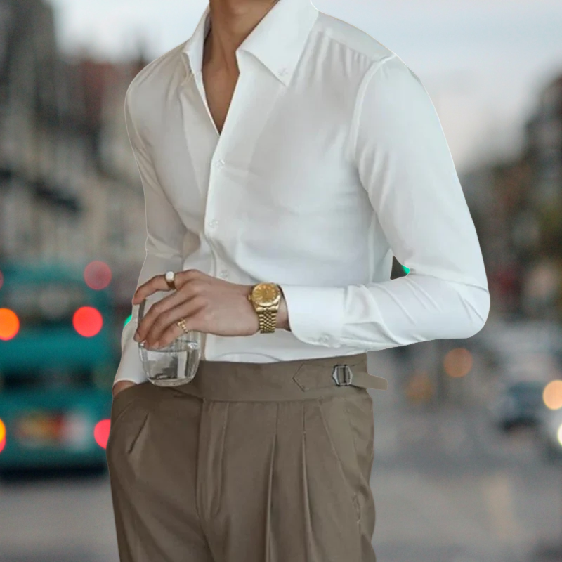 Chemise Homme Élégante Manches Longues pour Travail et Détente