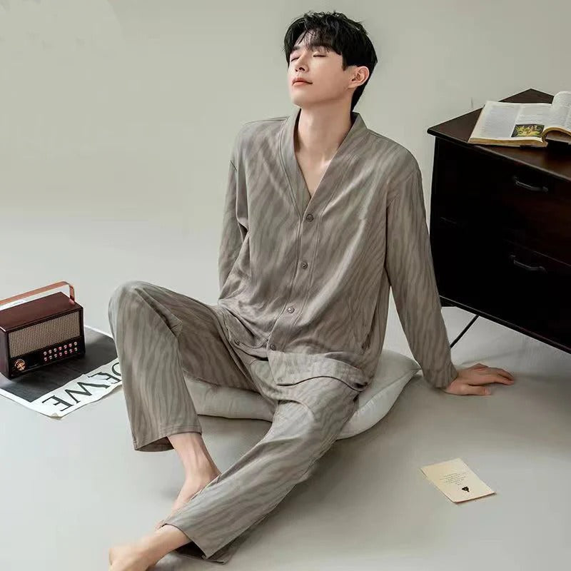 Pyjama Homme Confortable Manches Longues pour Toute la Famille