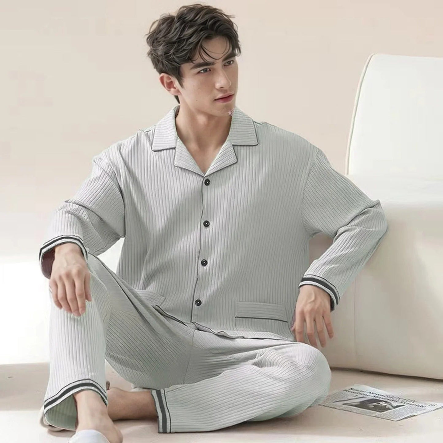 Pyjama Homme Confortable Manches Longues pour Toute la Famille