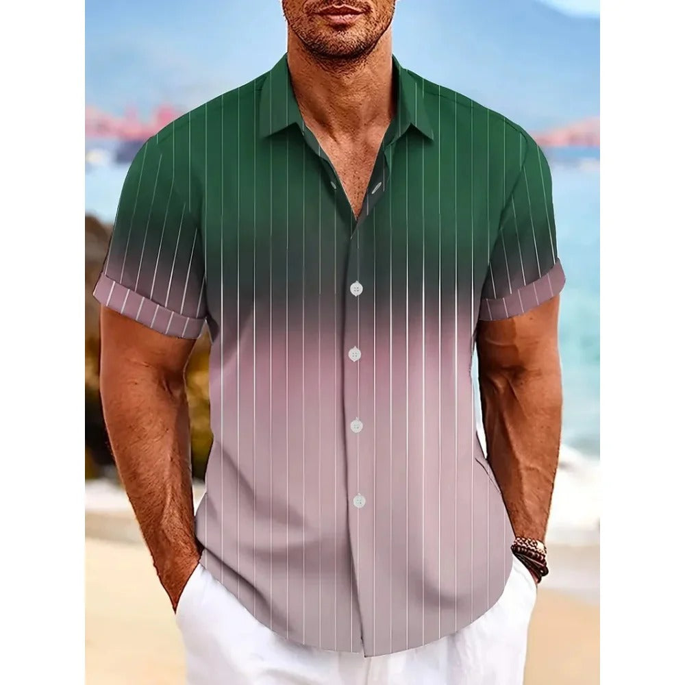 Chemise Homme Été Manches Courtes Colorée