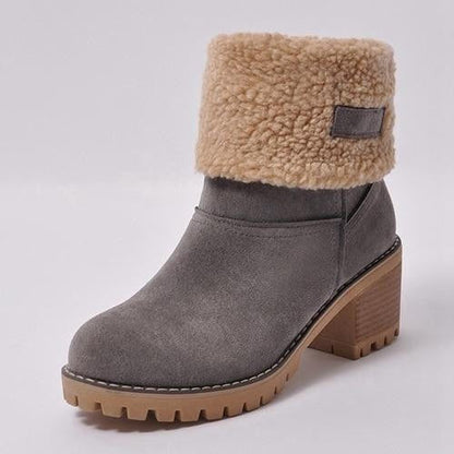 Bottes Femme Hiver à Talon Haut avec Fermeture Éclair