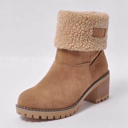 Bottes Femme Hiver à Talon Haut avec Fermeture Éclair