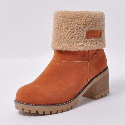 Bottes Femme Hiver à Talon Haut avec Fermeture Éclair