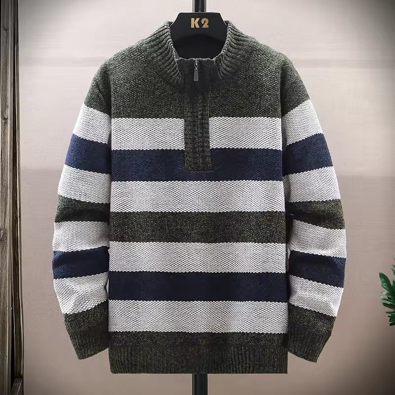 Pull En Maille Rayée Élégant Pour Homme Hiver - LuxeStyle