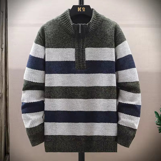 Pull En Maille Rayée Élégant Pour Homme Hiver - LuxeStyle