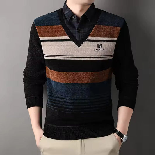 Pull Rayé Classique pour Homme Hiver - LuxeStyle