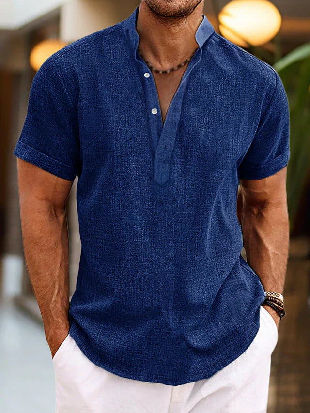 Chemise Homme Coton Style Décontracté Rose Vif