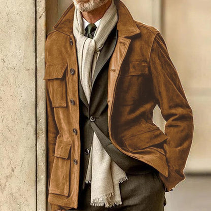 SurdiGent™ – Veste Homme en Suédine Élégante avec Poches Pratiques