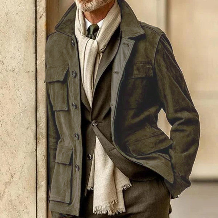 SurdiGent™ – Veste Homme en Suédine Élégante avec Poches Pratiques