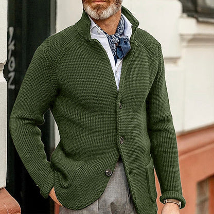 Cardigan D'hiver Boutonné À Manches Longues Pour Homme | Avec Poche